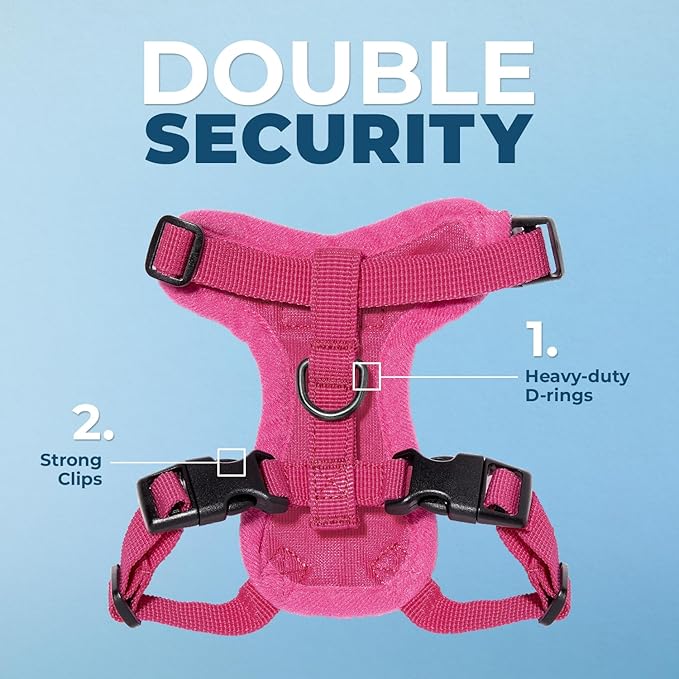 Voyager Escape-Proof Step-in Lock Cat Harness & 5ft Neoprene-Handle Leash Set All-Weather Mesh with Reflective Stitching for Small to Large Cats by Best Pet Supplies, Fuchsia, S