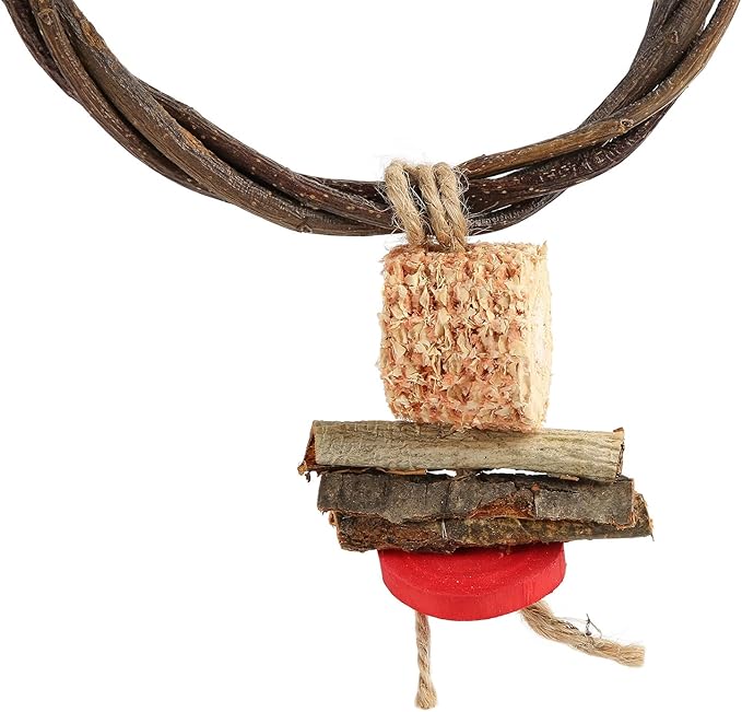 Bird Swing, Wood, Corn Cob, Non, Edible Coloring, Beak Sharpening, Anxiety Relief, Parrot Chew Toy for Boredom and Climbing (11.5x26.5x3.5cm/4.5x10.4x1.4in)