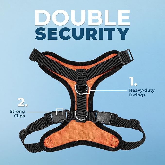 Voyager Step-in Pet Harness - All Weather Mesh, Adjustable Step in Harness for Cats and Dogs by Best Pet Supplies - Orange/Black Trim, L