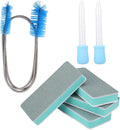Aquarium Cleaning Tools Kit, Includes 4 Double Sided Sponge Scrubbers 2 Suction Cleaner Brushes & Water Pump Brush for Fish Tank Cleaning & Maintenance