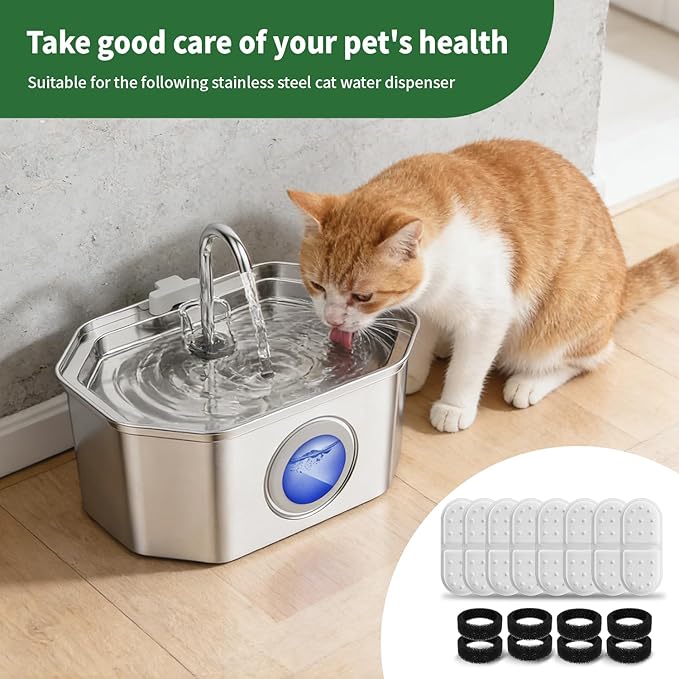Cat Water Fountain Filters, APAUK 8 Pack Replacement Filters & Sponges - Only Applicable to APFSS-3201