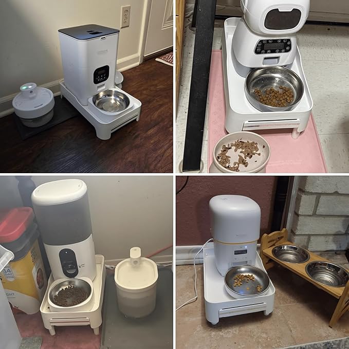 YOUEON Raised Pet Feeder Stand for Cats and Dogs Neck Health, Adjustable Height Elevated Shelf Suitable for 90% Automatic Pet Feeder & Water Dispenser, with Drawer to Stock Pet Snacks, Canned Food