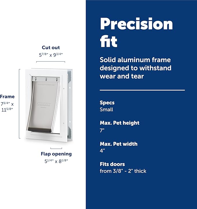 PetSafe Freedom Aluminum Pet Door for Dogs and Cats, Small, White, Tinted Vinyl Flap