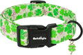 St. Patrick's Day Dog Collar, Cute Dog Collars with Green Clover, Adjustable Cotton Pet Collars for Small Medium Large Dogs, Ideal for Puppy Girl Boy Female Male Dogs Gifts-S