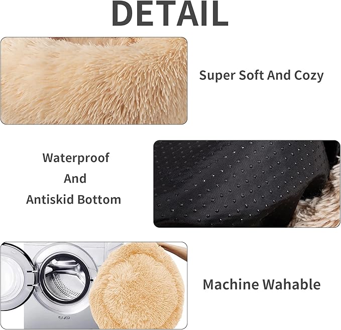 Nisrada Cat Beds for Indoor Cats,20 Inch Dog Bed for Small Melium Large Dogs, Washable-Round Pet Bed for Puppy and Kitten with Slip-Resistant Bottom