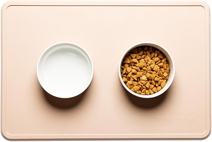 Remy+Roo Sand Silicone Dog Food Mat for Pet Bowl | 100% Waterproof | Non-Slip | Dishwasher Safe
