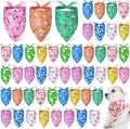 Weewooday 50 Pcs Spring Dog Bandanas Bulk for Dogs Soft Bibs Adjustable Triangle pet Bandana for Small Medium Large Costume(Floral Pattern, 25.6 x 17.7 x 17.7 Inch)