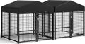 Sino Luban 2PCS Outdoor Dog Kennel Outside Run with Doggy Door&Waterproof Roof - 4x4x4.6FT Large Dog Kennels Pens Outside for Small/Medium Dogs - Heavy Duty Cage Yard (Can Connect to Your Dog House)