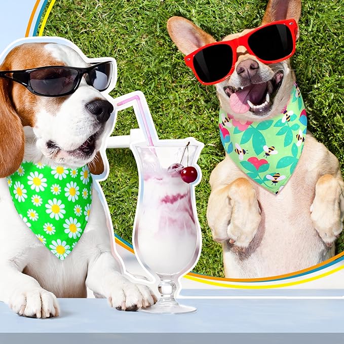 Eccliy 30 Pack Summer Flower Dog Bandanas Bulk Soft Triangle Dog Scarfs Polyester Bandana Pet Costume Cute Scarf Bibs with Flowers Patterns for Small Medium Large(Flower,X-Large)