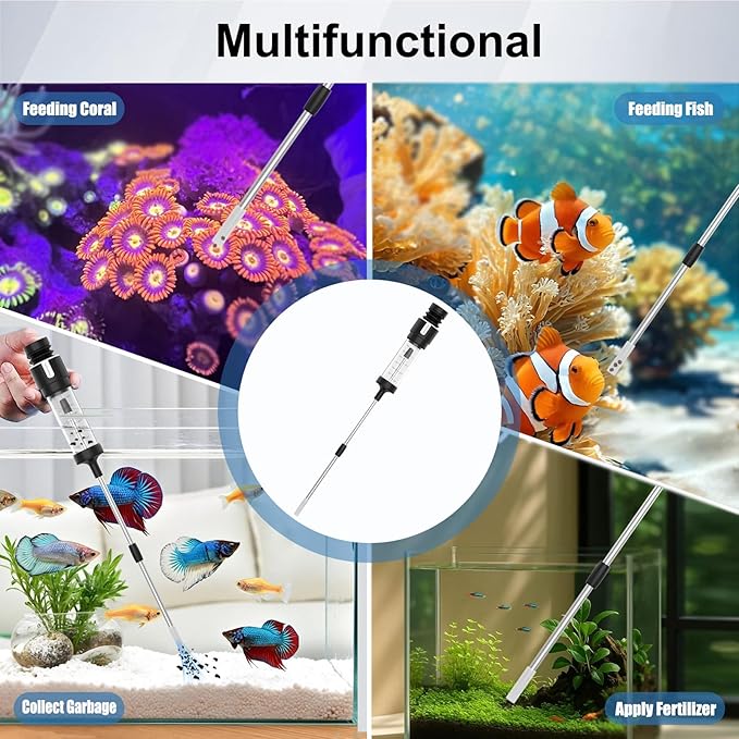 Carefree Fish Aquarium Precision Siphon Pipette Upgraded Turkey Baster Waste Remover Fish Feeder Feeding Coral Fish Tank Fertilizing Plants Feeding Tube Poop Collector 20Inch