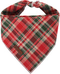 Christmas Plaid Dog Bandana–Red and Green Checked Triangle Scarf for Small Medium Large Dogs, Soft Cotton Pet Bib for Winter & New Year, Adjustable Dog Kerchief