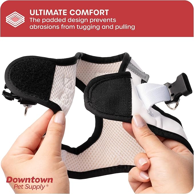Downtown Pet Supply Step in Dog Harness for Small Dogs No Pull, Medium, Doodle - Adjustable Harness with Padded Mesh Fabric and Reflective Trim - Buckle Strap Harness for Dogs