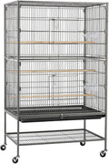 Topeakmart Wrought Iron Large Flight Parrot Bird Cage with Rolling Stand for Multiple Parakeets Conure Cockatiel Cage