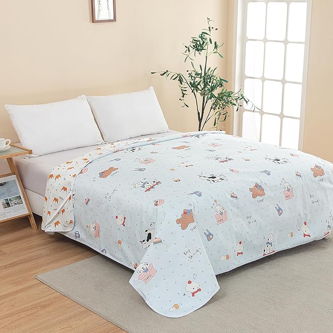 WenBags Waterproof Dog Bed Cover 60 * 80 Inches Throw Size,Pet Hair Resistant Reversible Couch Cover Mattress Protector,Leakproof Bed Liner/Sheet/Blanket for Adults Elderly Pets,Cute Dogs
