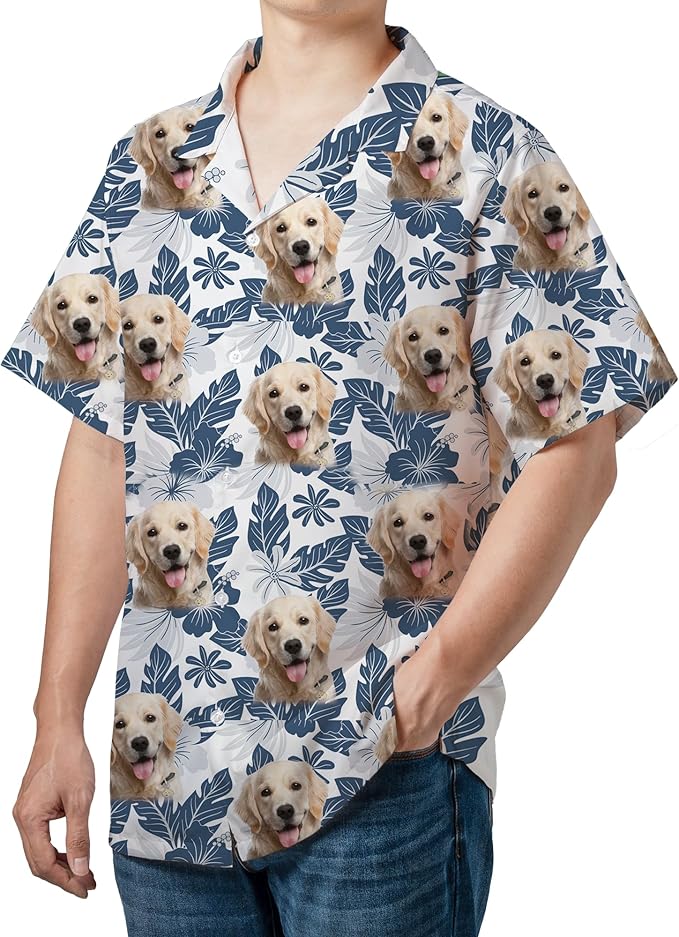 DILYPOD Custom Hawaiian Shirt with Face, Personalized Button Down Hawaiian Shirts for Men, Women, Photo Hawaiians Shirt