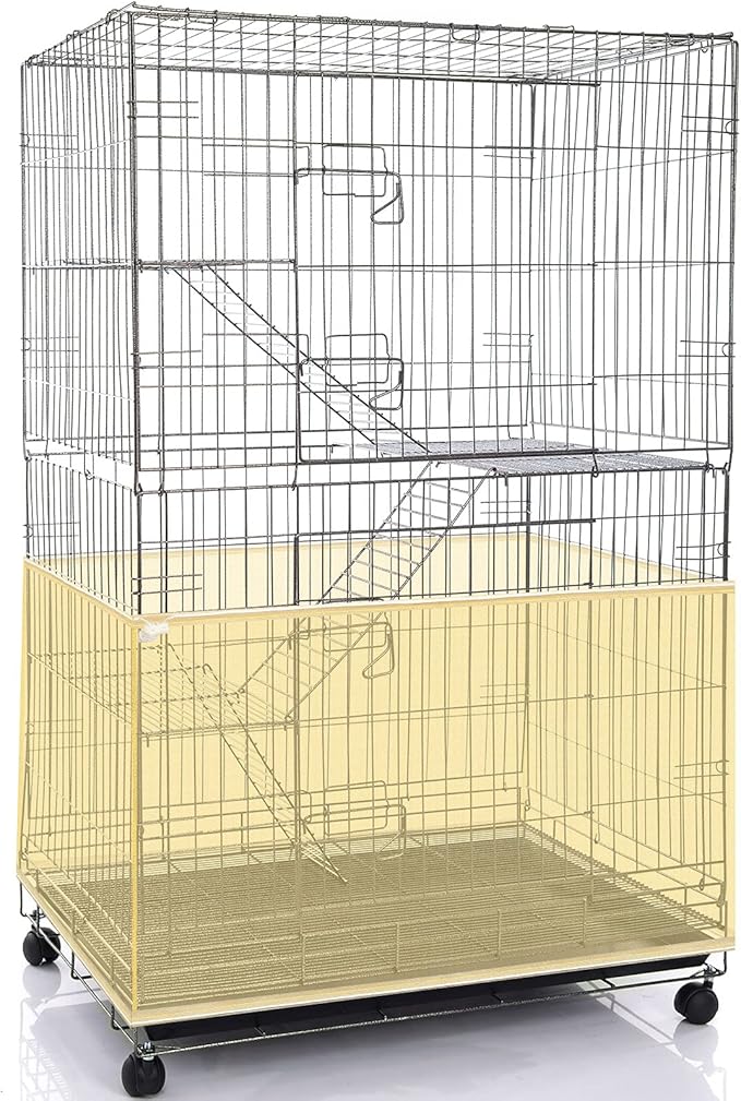 Shappy Large Bird Cage Seed Catcher,Bird Cage Cover Net Skirt Guard,Adjustable Soft Airy Mesh Net for Parrot Parakeet Macaw(118 x 15 Inch/ 300 x 37 cm,Yellow)