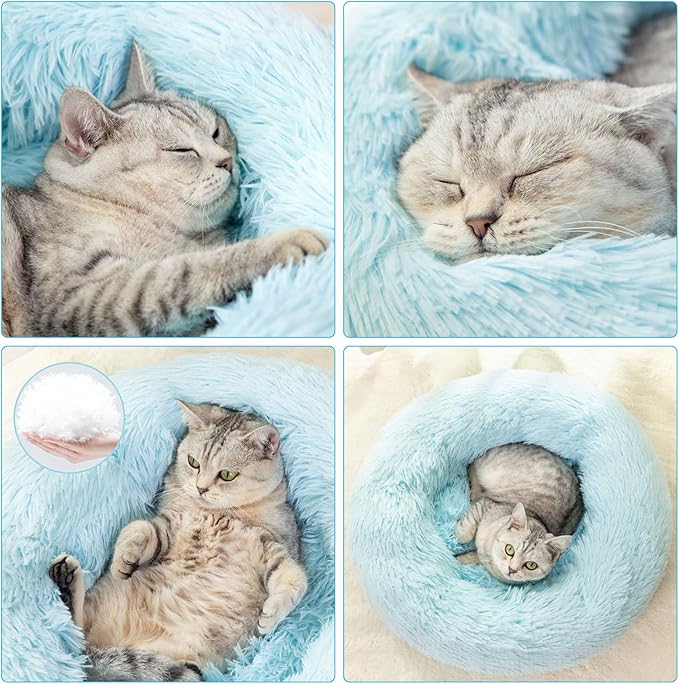 Cat Beds for Indoor Cats,24 Inch Dog Bed for Small Melium Large Dogs, Washable-Round Pet Bed for Puppy and Kitten with Slip-Resistant Bottom