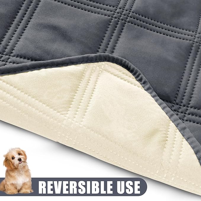 Smiry Waterproof Dog Bed Cover Blanket 30x53, Soft Reversible Pet Blanket, Washable Leakproof Cats Dogs Couch Cover for Sofa, Couch, Furniture, Dark Grey/Beige