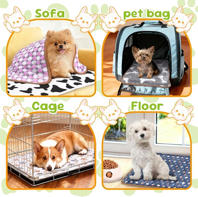 6 Pcs Dog Blanket Super Soft Pet Puppy Blankets Calming Blanket for Small, Medium Dogs Warm Sleep Mat Flannel Blanket for Dogs Puppy Cat (24"×16")