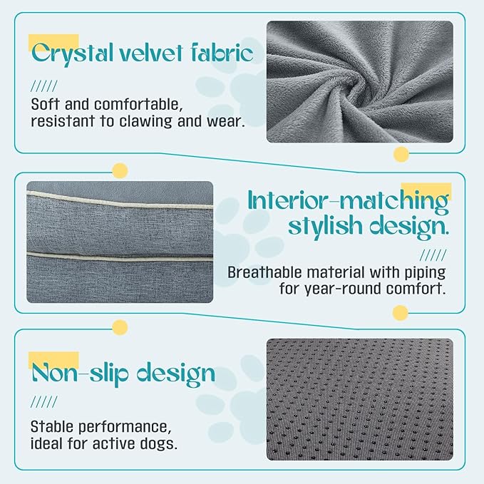 Waterproof Memory Foam Dog Beds for Extra Large Dogs Non-Slip Orthopedic Dog Beds Washable Couch Pet Bed with Removable Cover (Grey, X-Large)