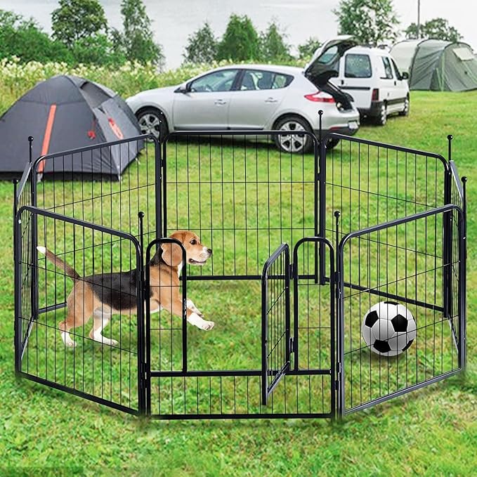 Dog Playpen,Portable Outdoor Dog Fence, Dog Playpen for Large/Medium/Small Dogs, Dog Fences for The Yard,with Doors Foldable Metal (40 Panels, 45 inch)