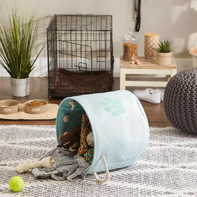 Bone Dry Pet Storage Collection Collapsible Bin, Medium Round, Aqua