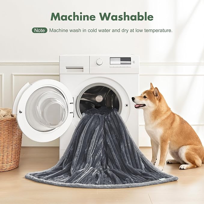 Waterproof Dog Blanket for Couch - Washable Medium Pet Blanket for Furniture Protector, Cozy Fleece Calming Dog Crate Blankets for Indoors & Outdoors, Dark Grey, 30"x40"