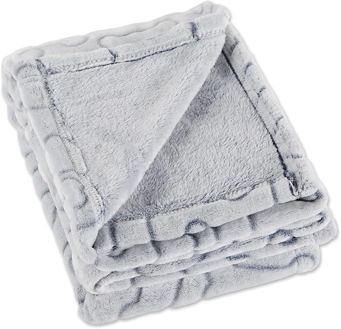 Bone Dry Embossed Bone Print Pet Blanket, 36x48", Gray