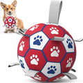 Diman Dog Balls, Dog Soccer Ball with Straps for Indoor Outdoor Play, Pet Toys Balls for Small Medium Dogs, Dog Birthday Gift, Interactive Dogs Toy for Tug of War (6 inch)