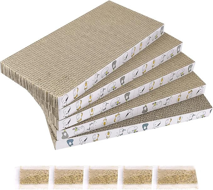 PatiencET Cat Scratcher Cardboard 5 PCS Cat Scratch Pad Reversible Scratcher Texture Design Durable Cat Scratching Pad
