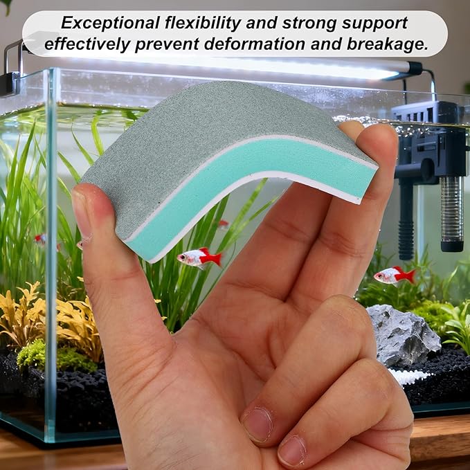 Aquarium Cleaning Tools Kit, Includes 4 Double Sided Sponge Scrubbers 2 Suction Cleaner Brushes & Water Pump Brush for Fish Tank Cleaning & Maintenance
