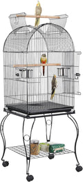 Yaheetech 59-Inch Rolling Standing Medium Dome Open Top Bird Cage for Parrots Cockatiels Sun Conures Parakeets Lovebirds Budgies Finches Canary Pet Bird Cage with Removable Stand