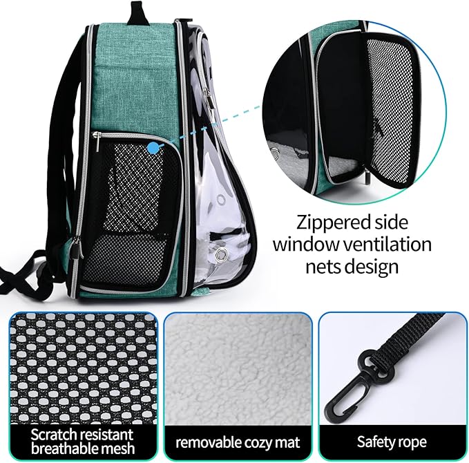 BAGLHER Cat Carrier Backpack Bubble - Fit Up to 18 Lbs - Airline-Approved Dog Backpack Carrier for Small Pets Puppies Dogs Bunny, Space Capsule Dog Carrier Backpack for Travel Outdoor Hiking, Green