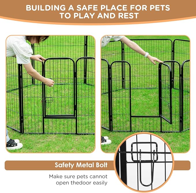 BestPet | Dog Playpen | 40 Inch, 6 Panels | Heavy Duty Metal Pet Exercise Pen | Indoor Outdoor Fence Panels | Rust-Resistant, Removable, Tool-Free Setup | Anti-Skid, Expandable Design