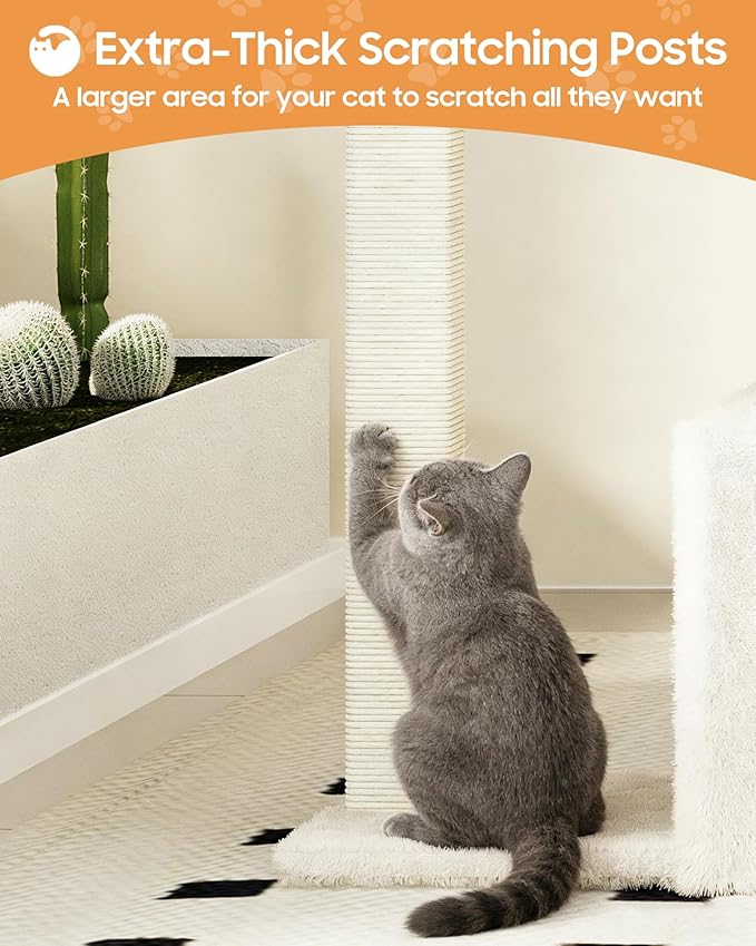 Cat Tree for Indoor Cats,40 Inches Cat Tower with Cozy Condo, Scratching Posts, Multi-Level Activity Center for Large Cats and Kittens, Beige