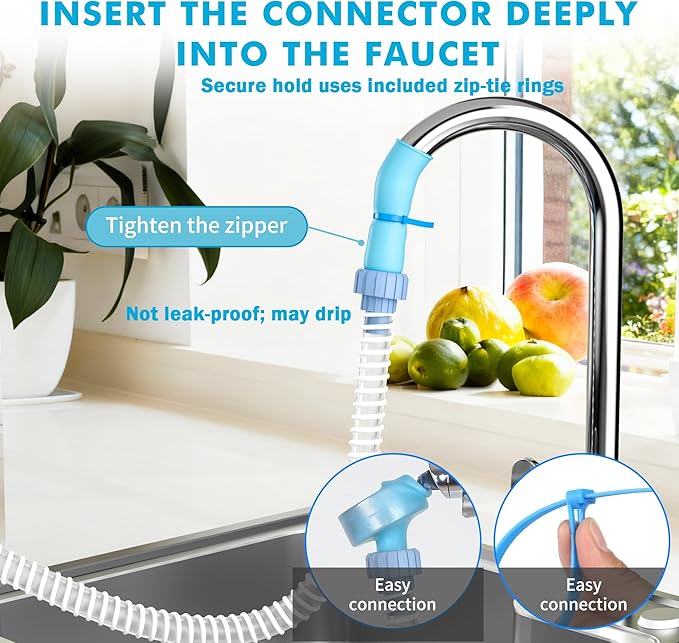 Slip-On Bathtub Faucet Sprayer Attachment - Portable Handheld Dog Shower Adapter with 6FT Hose. No-Tools Faucet Adapter for Pet Bathing, Dog Washing & Cleaning Sink, Tub