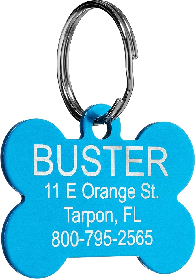 Providence Engraving Pet ID Tags - Small or Large Personalized Anodized Aluminum Pet Tags in Bone, Round, Star, Heart, Hydrant, Paw and Cat Face Shapes and 9 Colors for Dog and Cat