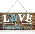 Dog Wall Decor Room Love Is a Four Legged Word Pet Paw Sign Dog Vintage Metal Hanging Decorative Signs Plaque Wall Decorative for Christmas Pet Lover Gifts Thanksgiving(10 x 5 Inch)