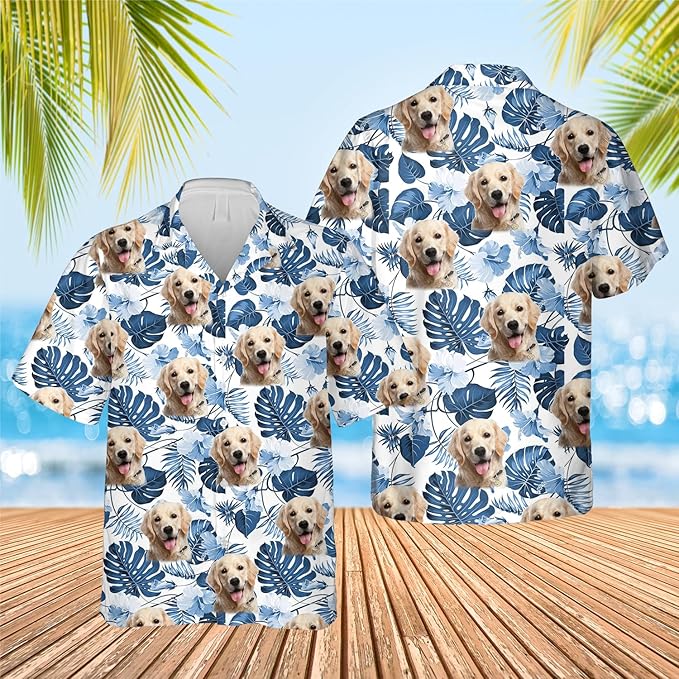 DILYPOD Custom Hawaiian Shirt with Face, Personalized Button Down Hawaiian Shirts for Men, Women, Photo Hawaiians Shirt