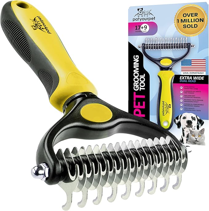 Pat Your Pet Deshedding Dog Brush For Shedding – Cat Brushes For Indoor Cats, Double-Sided Cat Brush Deshedding & Grooming Tool For Long Haired And Short Haired Dogs, Skin-Friendly