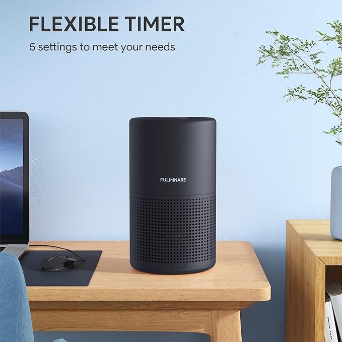 Air Purifiers for Bedroom, FULMINARE H13 True HEPA Air Filter, Quiet Air Cleaner With Night Light, Portable Small Air Purifier for Home, Office, Living Room Black