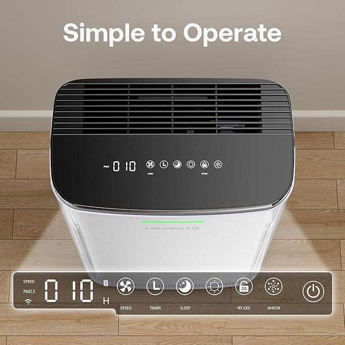 Pet Air Purifier Large Home 4200 sq ft, Suck up Floating Cat Dog Hair Dander, 7-Stage H13 HEPA Anion Activated Carbon Filter, Air Purifiers with APP for Odor Allergies Smoke Dust, Zero Ozone, P339
