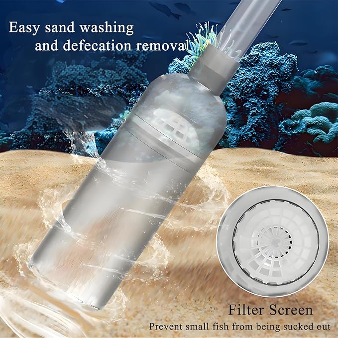ZYFHOST Fish Tank Vacuum Gravel Cleaner, Aquarium Gravel Cleaner - Hand Siphon Pump as Fish Tank Hose Water Changer & Rock Cleaner & Sand Washing (5.6ft)