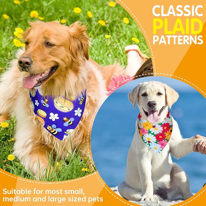 Eccliy 30 Pack Summer Flower Dog Bandanas Bulk Soft Triangle Dog Scarfs Polyester Bandana Pet Costume Cute Scarf Bibs with Flowers Patterns for Small Medium Large(Flower,X-Large)