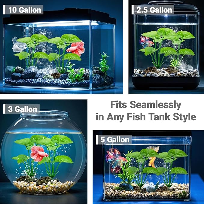 2-Pack Aquarium Decor Fish Tank Decorations 6-inch Betta Fish Tank Plants Leaf Hammock, Artificial Silk Aquarium Plants Betta Tank Accessories, Goldfish, Reptiles Plant Decor Driftwood