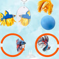Betta Mirror Enrichment Fish Toys Stimulation, 2 pcs Exercise Feeding Rings And Training Mirror With Floating Ball Toy, Betta Fish Tank Accessories, Small Aquarium Tank Decoration (Orange, M)