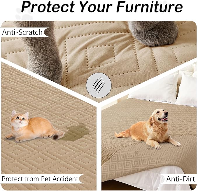 hyha Waterproof Dog Blanket, Soft Dog Bed Cover Pet Blankets, Waterproof Sofa Couch Cover for Dogs Washable, Reversible Pet Couch Covers for Sofa Furniture (30x53 Inch, Camel/Camel)
