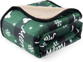Waterproof Dog Blankets Pet Blanket 50"x60", Soft Fluffy Sofa Car Bed Protector, Reversible Sherpa Fleece Dog Blanket for Large Dogs Christmas Decor(Christmas Green)