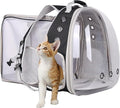 Square Back Extension Pet Backpack Carrier for Cat and Small Puppy up to 12 Pounds, Clear Space Capsule Astronaut Transparent Bubble Window Backpack to Carry and Transport Cat to Vet and Traveling