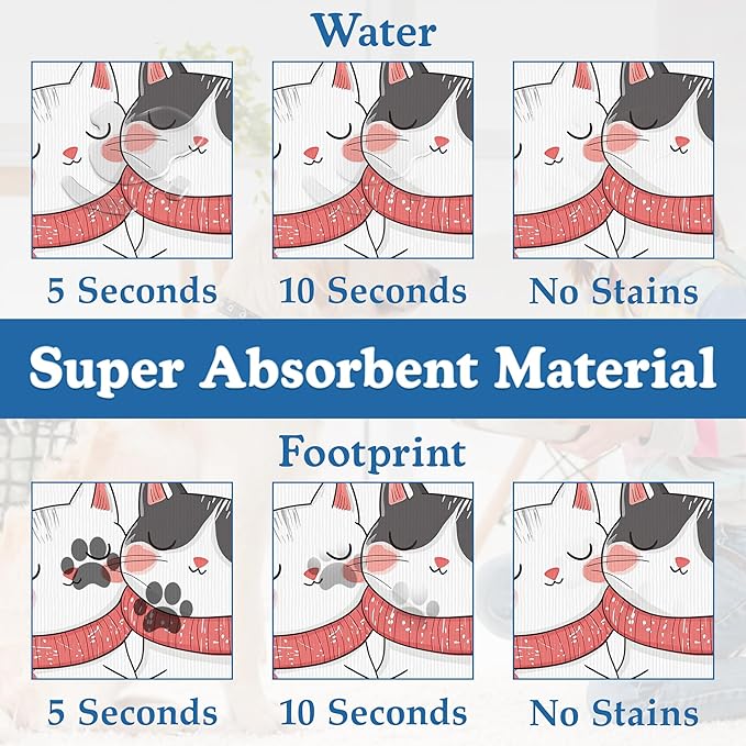 Sweet Cat Lovers Dog Cat Food Mat–Christmas Stocking Absorbent Waterproof Placemat for Food and Water Bowls, Non Slip Rubber Backing, Feeding Mat for Clean Floors 12"x20"
